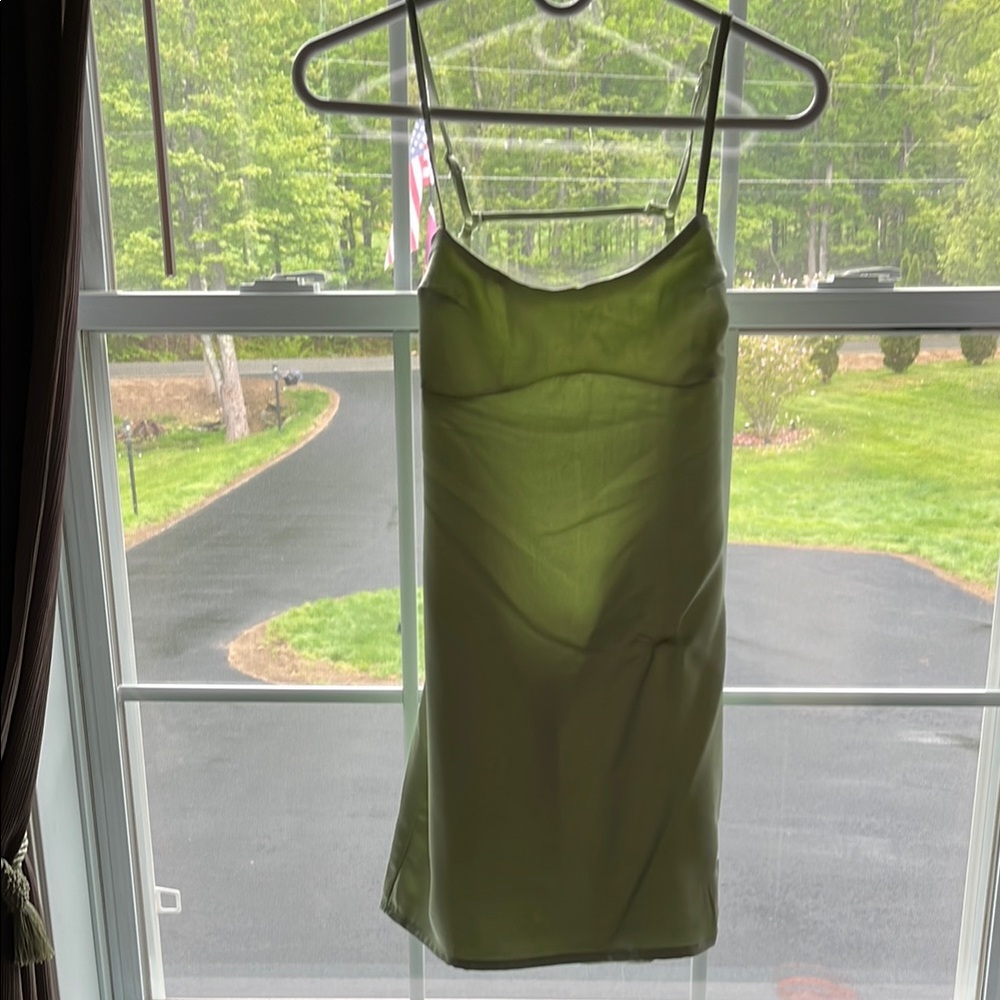 La Hearts Green Spaghetti Strap Mini Dress